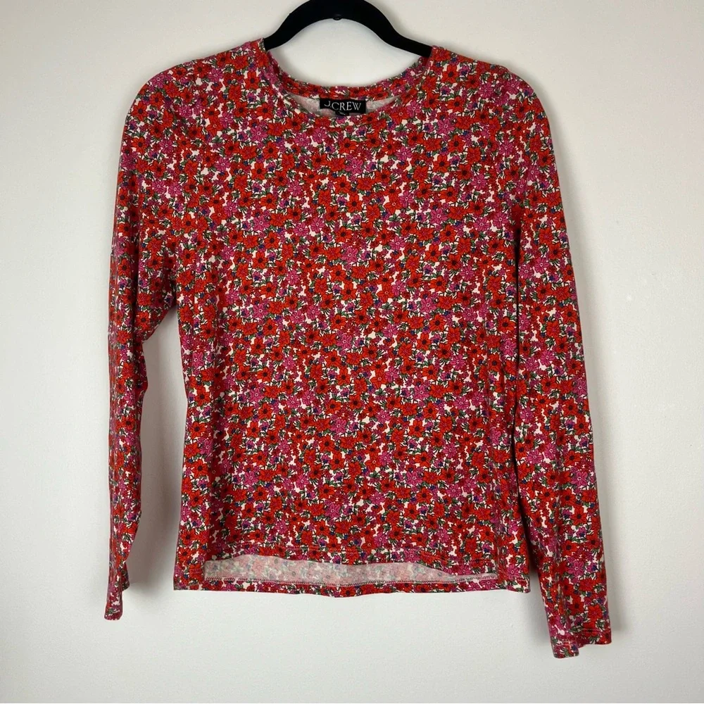 J.CREW Floral High Neck Puff Long Sleeve Top size Small - Picture 3 of 7